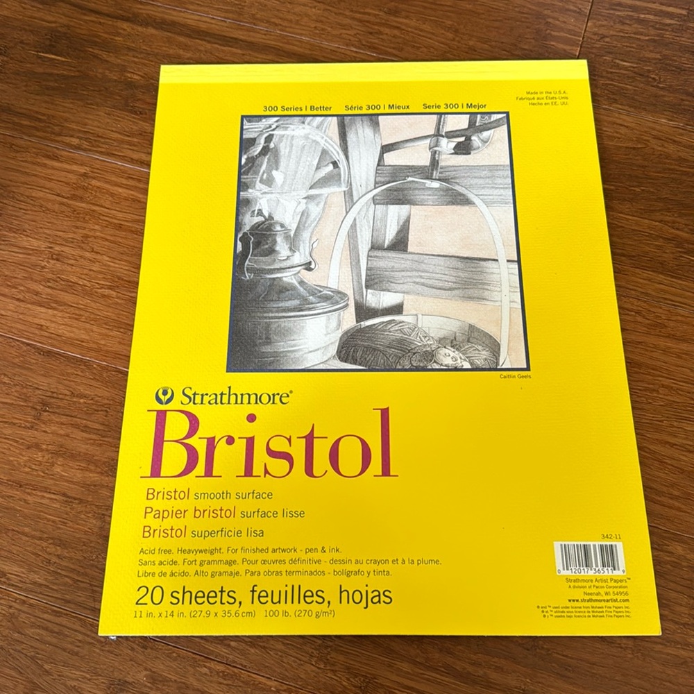 Strathmore 300 Series Bristol Pad 9x 12 Smooth, 20 Sheets Sketch Drawing Paper